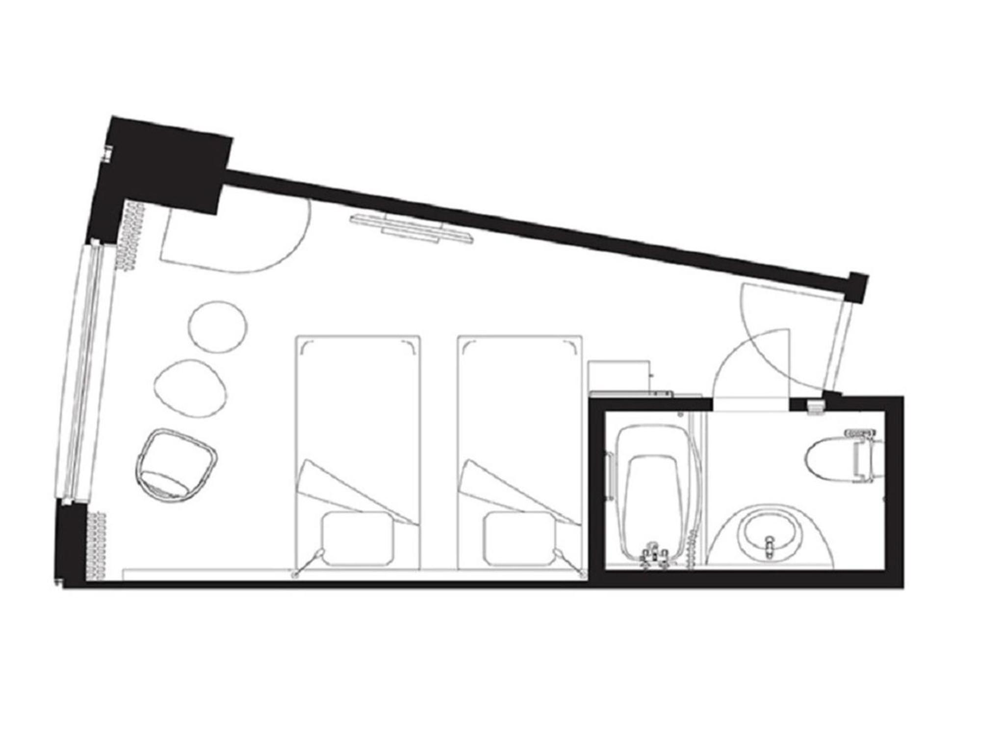 Sapporo Prince Hotel الغرفة الصورة Floorplan of a typical studio apartment